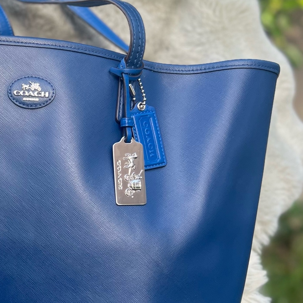 Coach Blue Leather Tote Bag With Original Hang Tags - Picture 4 of 14